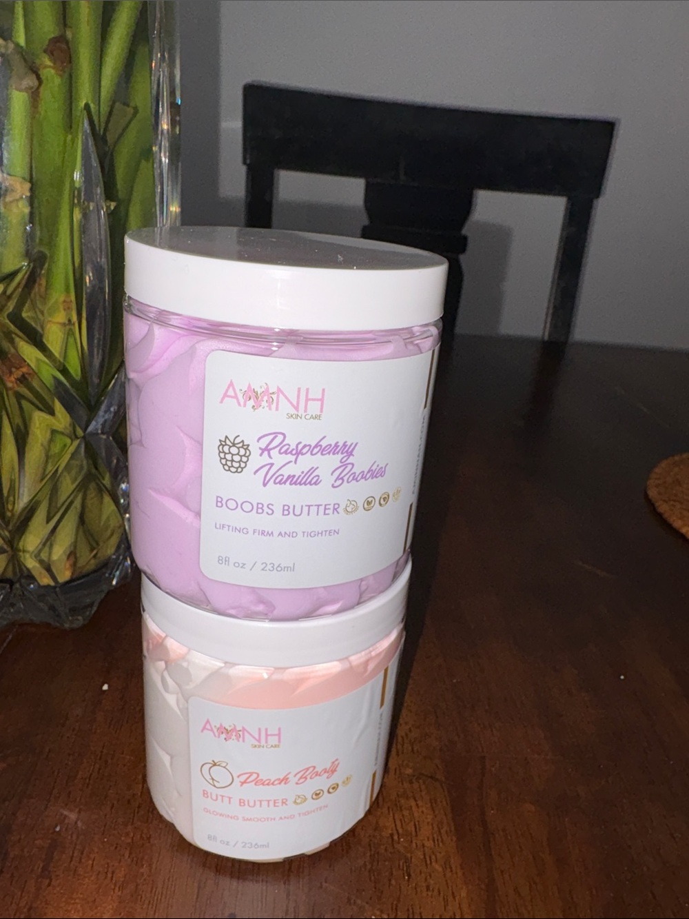 AMINNAH Peach Booty Butt Butter & Raspberry Vanilla Boobs Butter NWT